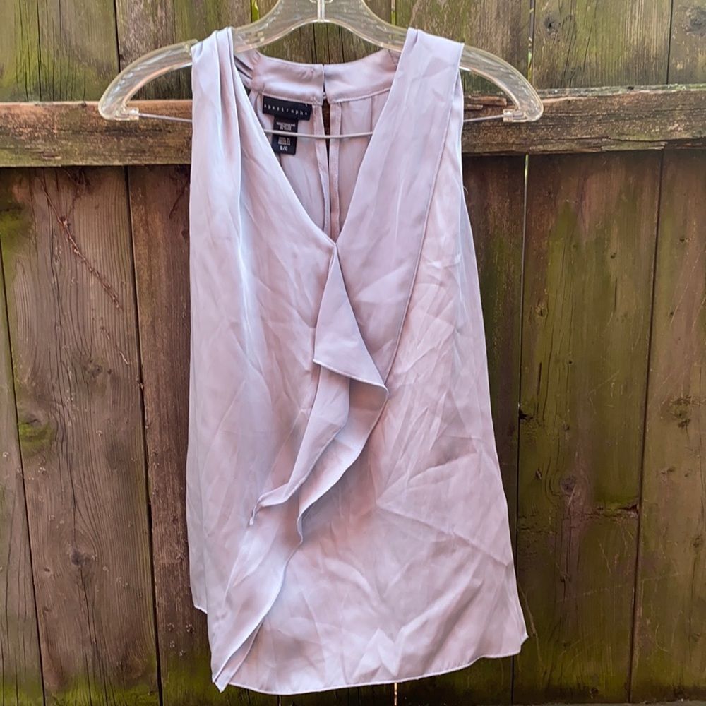 Apostrophe silver satin top sz. S